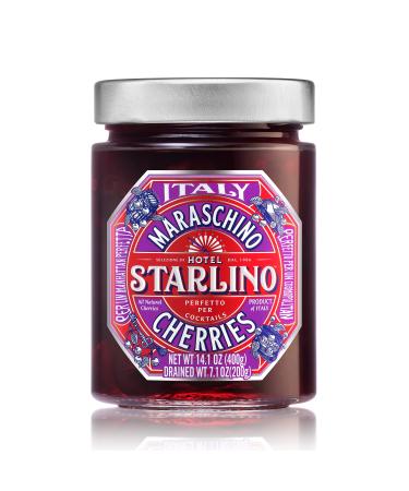 Hotel Starlino Maraschino Cherries | Great Tasting Italian Cherry for Premium Cocktails and Desserts | All-Natural Home Essentials For Your Bar Cart or Makes a Great Gift | 400g Jar, Pack of 1 14.1 Ounce (Pack of 1)