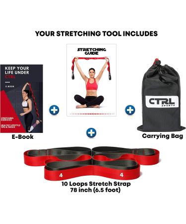 Stretching Strap with Loops - Non Elastic Yoga & Physical Therapy Band - 10 Loops for Flexibility & Exercise - Red - Buy Online on GoSupps.com