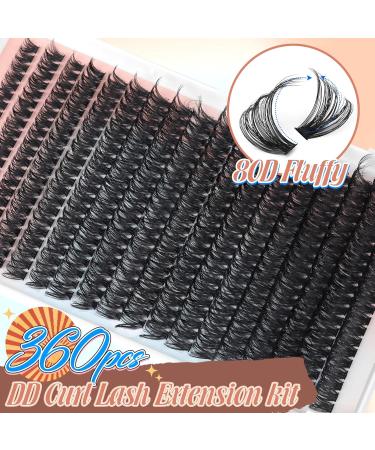 Shop 360Pcs Individual Lash Clusters | Thick Fluffy 80D D Curl Mink Eyelash Extensions - Pleell - Buy Online on GoSupps.com
