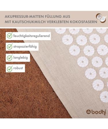 Bodhi Vital Eco Akupressurmatte & Pillow Set | Organic Acupressure Mat & Neck Pillow for Pain Relief | Natural Material Relaxation Mat with Carry Bag - Buy Online on GoSupps.com