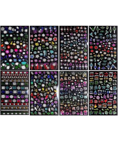 JMEOWIO 8 Sheets Christmas Nail Art Stickers Decals Colorful Golden Self-Adhesive DIY Nail Sticker Decals Design Nail Decorations for Party Women Girls - Colorful - Buy Online on GoSupps.com