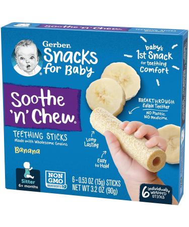 Gerber Soothe n Chew Teething Sticks Banana 6 CT - Natural Relief for Teething Babies - Buy Online on GoSupps.com