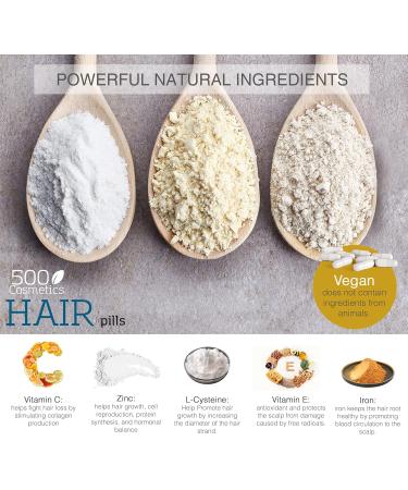 500 Cosmetics Hair - Natural Capsules to Prevent Hair Loss with L-Cysteine and Zinc - Improves Hair Condition and Provides Nutrients - For Men and Women. (2) - Buy Online on GoSupps.com