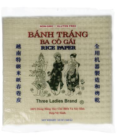 4 Packs Three Ladies Spring Roll Rice Paper Wrappers (Square 22cm)