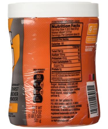 Gatorade Powder Orange Canister - 18.3oz (1 Canister), 1.14lb Pack - Hydration Drink Mix - Buy Online on GoSupps.com