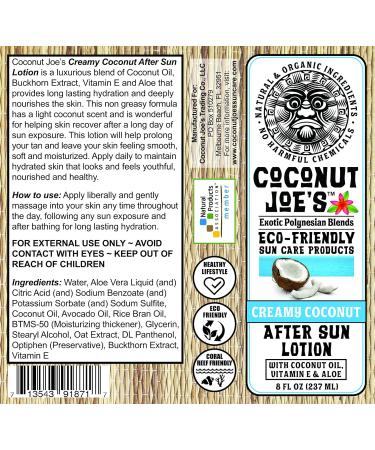 3-PACK SPECIAL: Coconut Joe's Creamy Coconut After Sun Lotion - 8oz | Enriched with Coconut Oil, Vitamin E, and Aloe | Deeply Moisturizing - Buy Online on GoSupps.com