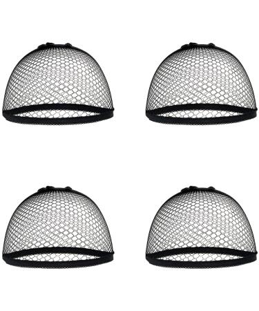 4x hair network as a lower puller for wigs - made of elastic mesh (black) for everyday wigs & carnival/carnival (hair grid (4x black)