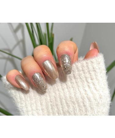 TEN NAILS 24pcs Ballerina False Nails Fake Coffin Long Tips 12 Sizes with Glue (Champagne Gold 30pcs) - Buy Online on GoSupps.com