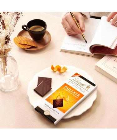 Lindt - EXCELLENCE Paillet Wafer Orange Tablet - Dark Chocolate 100g - Buy Online on GoSupps.com