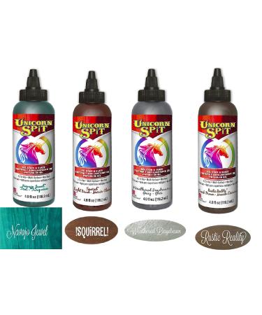 Unicorn SPiT Gel Stain and Paint Fall Complete Collection - Squirrel  Navajo Jewel  Weathered Daydream  and Rustic Reality 4 oz Bottles