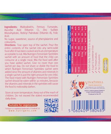 Nutrigen Children's Ferromixin Sprinkles 30-Count Sachets - 35g (Pack of 1) - Buy Online on GoSupps.com