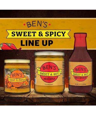 Ben's Sweet & Hot Mustard 16 oz - All Natural Spicy Dipping & Deli Sauce - Buy Online on GoSupps.com