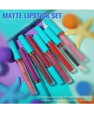 QiBest 7 Matte Liquid Lipstick & Lip Plumper Gloss Set Long-Lasting, High-Pigmented, Waterproof Makeup Kit for Women and Girls - Buy Online on GoSupps.com