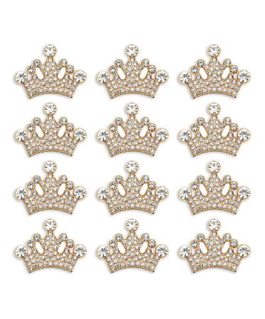 Rodvanvo 24 Piece Crown Jewelry Embellishment for DIY Handmade Hair Accessories Sneakers Clothes Party Decorations Gift Box Dress Rhinestone Alloy Appliques Decorative Home Decor (Gold)