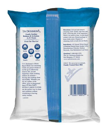 Dickinson Brands Witch Hazel Cleansing Cloths - 25 Rinse-Free Moist Towelettes for Refreshing Clean - Buy Online on GoSupps.com