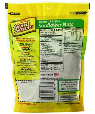 Good Sense Roasted & Salted Sunflower Nuts - 96 Ounces (Pack of 12) | Shelled Sunflower Seeds in 8 Ounce Bags - Buy Online on GoSupps.com