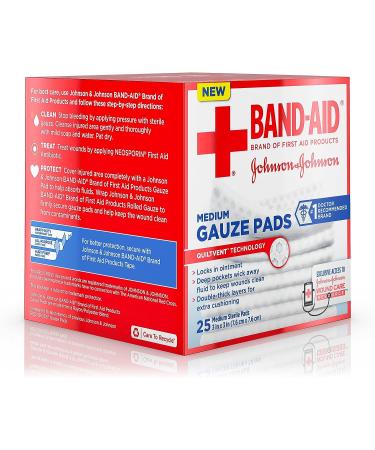 Band-Aid Brand Cushion Care Non-Stick Gauze Pads - 25 Individually-Wrapped Medium Pads - Buy Online on GoSupps.com