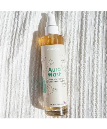 WildMint Aura Wash Natural Face Cleanser | Brightening & Healing Gentle Face Wash for Acne Hormonal Breakouts Dark Spots Hyperpigmentation Oily Skin | UK Made Vegan & Cruelty-Free Skincare | 100ml - Buy Online on GoSupps.com