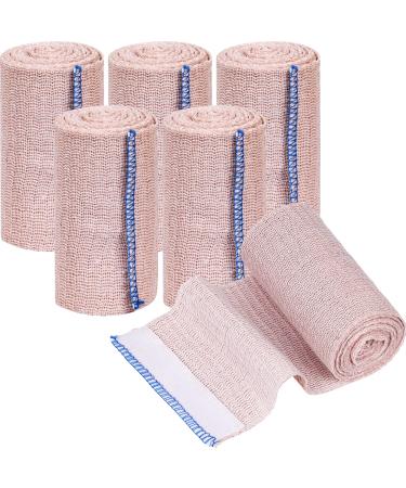 Elastic Bandage Wrap 6 Pack Latex Free 4Inch Compression Bandages Wraps Self-Closing for Sprains & Injuries