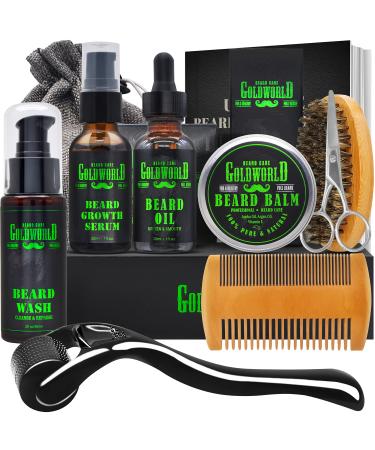 Beard Growth Kit,Beard Grooming Kit w/Beard Roller,Beard Wash Shampoo,Beard Growth Serum,Beard Growth Oil,Balm Conditioner,Brush,Comb,Shaving Scissor,Bag,eBook,Beard Growth Care Gifts for Men Him Dad