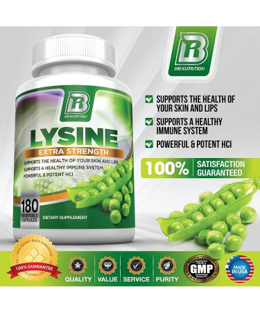 BRI Nutrition L-Lysine 500mg Veggie Capsules - 180 Servings Per Bottle - Buy Online on GoSupps.com