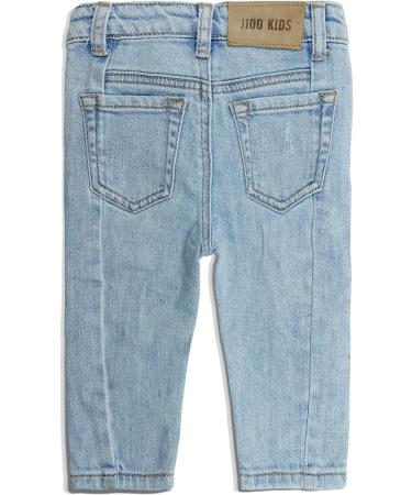 KIDSCOOL SPACE Baby Boys Jeans | Elastic Band | Straight Fit Ripped Denim Pants | Lightblue | 18-24 Months - Buy Online on GoSupps.com