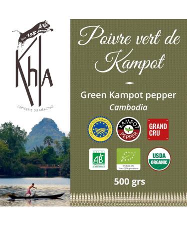 Khla - Fresh Green Pepper from Kampot Certified Organic 500 g - Organic Peppercorn Bag - Grand Cru Aromatic & Vegetable - Direct Producer - Aperitif Sauces - Origin Cambodia - Buy Online on GoSupps.com