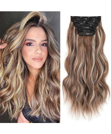 Xtrend 20Inch Bleach Blonde Mix Brown hair extensions Clip in Hair Extensions Synthetic Hair pieces for Women - Buy Online on GoSupps.com