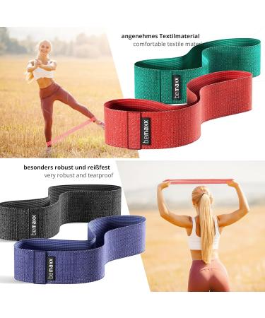 Fitness Band Set - Latex/Fabric Resistance Tapes & Training Book | Strength Training Booty & Yoga Bands - 4-Piece Set for Optimal Workouts - Buy Online on GoSupps.com