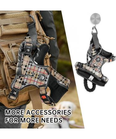 Nestroad Large Dog Harness & Leash Set - Beige Checkered Custom Fit for Dogs (Neck 38-48cm Chest 48-74cm) - Safety Belt for Car Travel - Buy Online on GoSupps.com