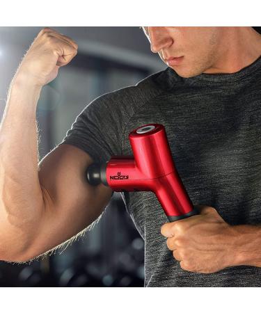 NoCry Professional Deep Tissue Massage Gun - Cordless Handheld 5 Speeds 3200 BPM - 4 Attachment Heads - Athletes & Office Workers Relief - Red - Buy Online on GoSupps.com