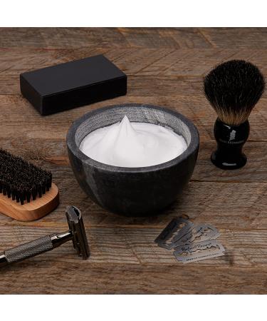Beau Brummell Marble Shaving Soap Bowl - Handmade 100% Natural Marble, Grooved Interior for Maximum Lather | Heat Retaining Black Stone for Luxurious Hot Shave - Buy Online on GoSupps.com