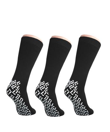 NOBLES HEALTH CARE PRODUCT SOLUTIONS Pack of 3 Pairs - XXXL Wide Non-Skid Slipper Socks for People W/Swollen feet Diabetes 3X-Large Black