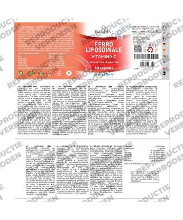 Bandini Liposomal Iron Complex 30 mg with vitamin C folic acid B12 B6 and A High bioavailability against fatigue and exhaustion 60 capsules - Buy Online on GoSupps.com