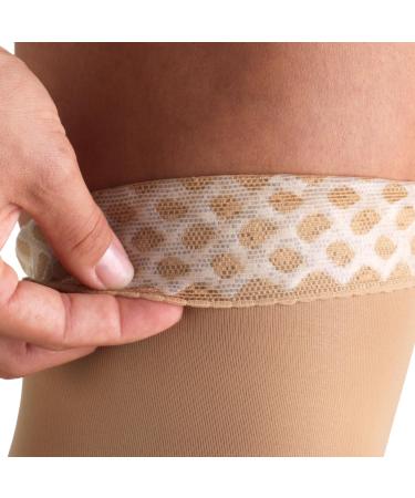 Truform 20-30 mmHg Compression Stockings for Women - Lace Trim Thigh High Closed Toe Beige Large (1 Pair) - International Shipping Available - Buy Online on GoSupps.com