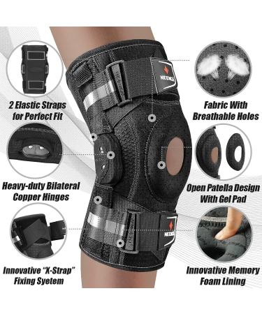 NEENCA Adjustable Knee Bandage - Relieve Joint Pain Arthritis & Support with Hinge & Stabilizers - XL Size - Buy Online on GoSupps.com
