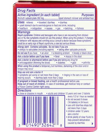 Pepto-Bismol Original Chewables 5 Symptom Relief 48 Count (Pack of 3) - Buy Online on GoSupps.com