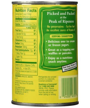 Del Monte Lite Apricots in Extra Light Syrup 15oz Can - Pack of 6 - Buy Online on GoSupps.com