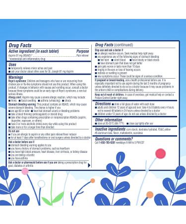 St. Joseph Aspirin 81mg Enteric Safety Coated Adult Low Dose Regimen - 365 ct (1 Year Supply) - Buy Online on GoSupps.com