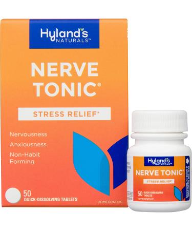Hyland's Nerve Tonic Stress Relief Tablets - Natural Relief for Restlessness, Nervousness, and Irritability - 50 Count - Buy Online on GoSupps.com