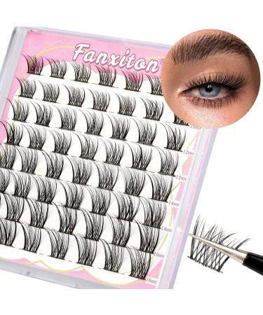 Cluster Lashes C Curl DIY Eyelash Extensions 3D Natural Look Lashes Cat Eye Lashes 56 Pcs Individual Lashes Soft and Comfortable (A2-10-16mix) Lash Clusters-B