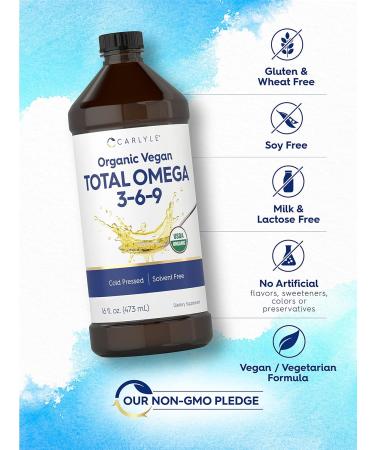 Carlyle Omega 3 6 9 | 16 fl oz | Cold Pressed | Certified Organic Vegan Supplement | Vegetarian Non-GMO Gluten Free and Solvent Free - Buy Online on GoSupps.com