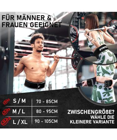 Everleven Premium Real Leather Weight Lifting Belts for Men & Women | Fitness Gym Bodybuilding Strength Sport - Choose Black M/L - Buy Online on GoSupps.com