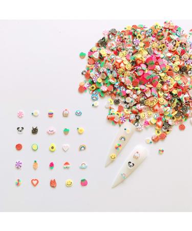 NAIL ANGEL 3200pcs Polymer Clay Slices Different Fruit Cake Cloud Cartoon Panda Shapes Mix in a Bag Deco for Nail Art for Slime Craft Supply for Decoration 10230