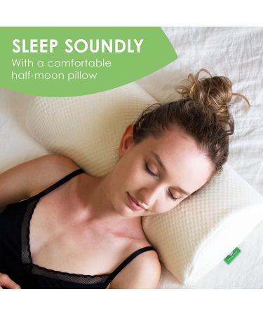 Cushy Form Half Moon Bolster Pillow - 20.5 x 8 x 4.5 Inches Memory Foam Cushion for Lumbar, Leg, Stomach, Back, and Side Sleepers - Roll Pillow for Neck and Back Support with Washable Cover - Buy Online on GoSupps.com