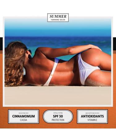 Summer Gel e Tanning Lotion Gel - USA Made SPF 30 Hydrating & Moisturizing Tanning Oil Quick Absorb & Darker Tan Accelerator Broad Spectrum UVA/UVB Protection - 3.12 OZ - Buy Online on GoSupps.com