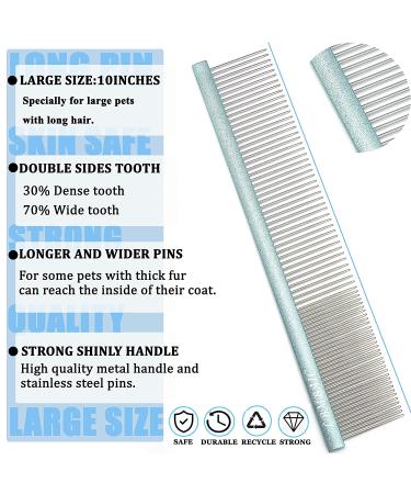 LBMBAIC 10 Large Dog Comb for Shedding and Mats - Long Metal Tooth for Tangles & Knots (Blue) - Buy Online on GoSupps.com