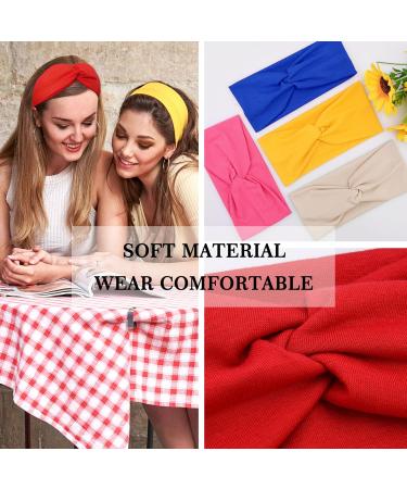 FEQO 18 Pieces Wide Knotted Headbands - Elastic Hair Accessories for Women | Yoga Sports & Fitness - 18 Elegant Colors - Buy Online on GoSupps.com