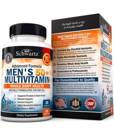 BioSchwartz Advanced 50+ Men's Multivitamin - 60 Veggie Capsules for Optimal Health - Buy Online on GoSupps.com
