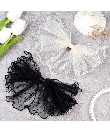 OIIKI 2 Pack Lace Bow Hair Clips - Korean-Style Mesh Barrette for Wedding Party - Black White - Buy Online on GoSupps.com